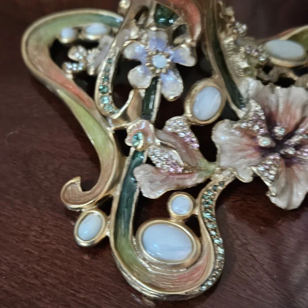 RARE 2 JAY STRONGWATER FLORA & FAUNA BLUSH ENAMEL CRYSTAL TAPER CANDLE HOLDER